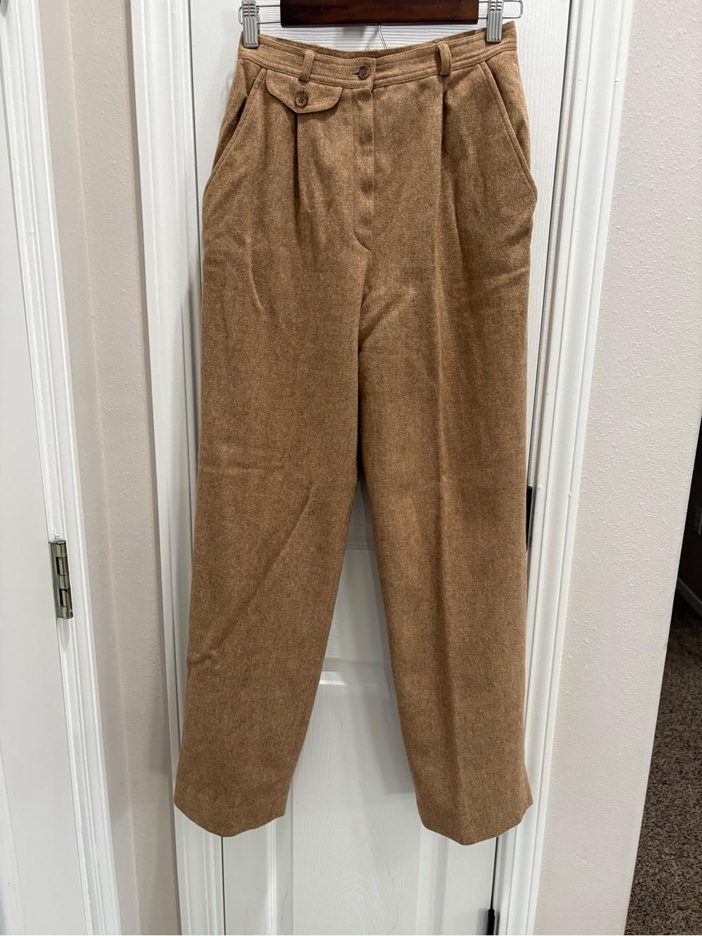 Vintage Casual Wool-Blend Pants in Camel